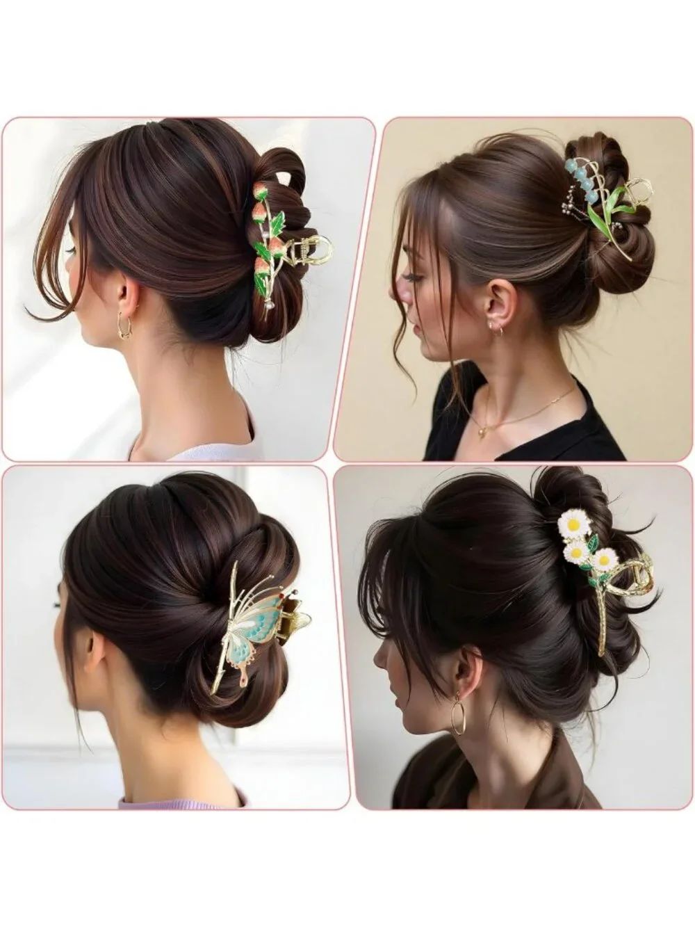 Sparkly Butterfly & Tulip Metal Hair Clips - 11PCS Non-Slip Claw Clips for All